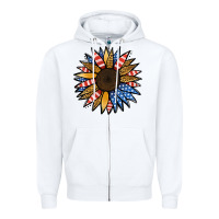 White Patriotic Sunflower Zipper Hoodie - Jasminsmagicworld