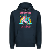 Navy unicorns are born in october Premium Hoodie - Jasminsmagicworld