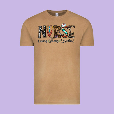 Nurse Caring Strong Essential Vintage Tee Designed By Cowhidedigitalart