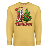 Antique Gold Merry Christmas Black Santa Premium Sweatshirt - MaliasSmallBusiness