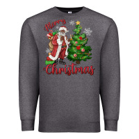 Charcoal Heather Merry Christmas Black Santa Premium Sweatshirt - MaliasSmallBusiness