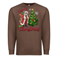 Chestnut Merry Christmas Black Santa Premium Sweatshirt - MaliasSmallBusiness