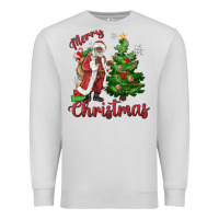 Dove Grey Merry Christmas Black Santa Premium Sweatshirt - MaliasSmallBusiness