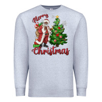 Heather Grey Merry Christmas Black Santa Premium Sweatshirt - MaliasSmallBusiness
