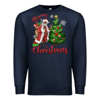 Navy Merry Christmas Black Santa Premium Sweatshirt - MaliasSmallBusiness