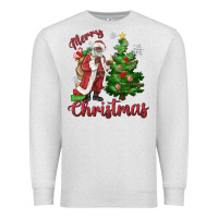 Oatmeal Heather Merry Christmas Black Santa Premium Sweatshirt - MaliasSmallBusiness