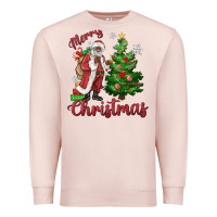 Pale Pink Merry Christmas Black Santa Premium Sweatshirt - MaliasSmallBusiness