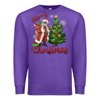 Purple Merry Christmas Black Santa Premium Sweatshirt - MaliasSmallBusiness