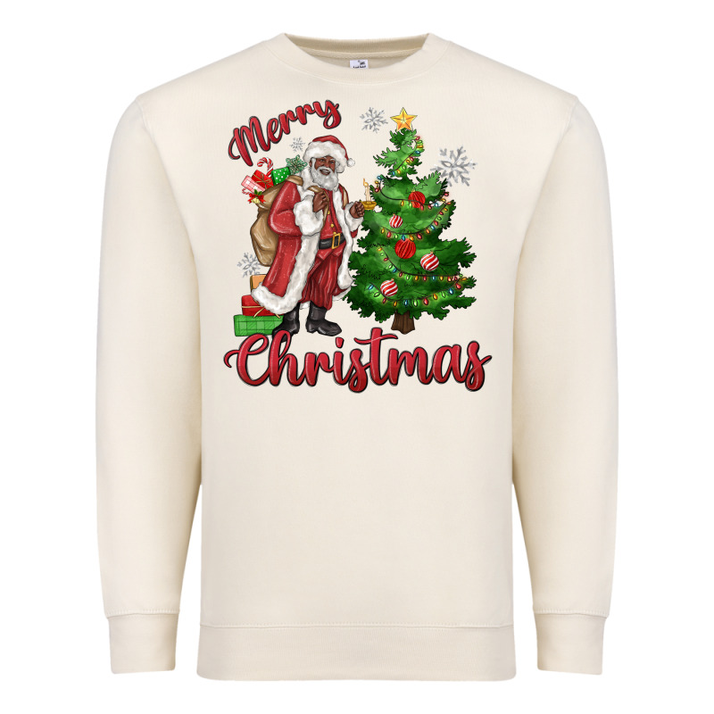 Merry Christmas Black Santa Premium Sweatshirt by MaliasSmallBusiness | Teevron