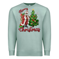 Seafoam Merry Christmas Black Santa Premium Sweatshirt - MaliasSmallBusiness