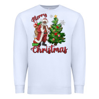 White Merry Christmas Black Santa Premium Sweatshirt - MaliasSmallBusiness