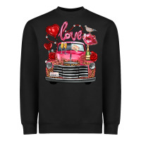 Black valentine's day truck love bird letter Heavyweight Sweatshirt - FaDigitalArtStudio