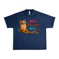 Navy half teacher half coffee Urban Heavy Tee - JahusDesignShop