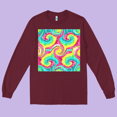 Tie Dye Seamless Pattern Long Sleeve Tee Designed By Bundleandbundleshop