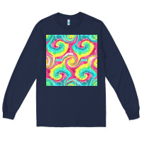 Navy Tie Dye Seamless Pattern Long Sleeve Tee - BundleAndBundleShop