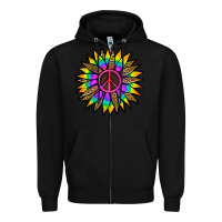 Black Peace Hippie Sunflower Zipper Hoodie - Jasminsmagicworld