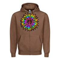 Chestnut Peace Hippie Sunflower Zipper Hoodie - Jasminsmagicworld