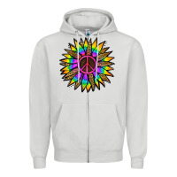 Dove Grey Peace Hippie Sunflower Zipper Hoodie - Jasminsmagicworld