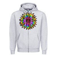 Heather Grey Peace Hippie Sunflower Zipper Hoodie - Jasminsmagicworld
