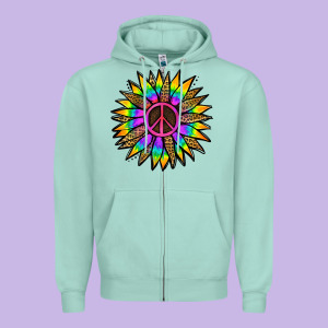 Peace Hippie Sunflower Zipper Hoodie Designed By Jasminsmagicworld