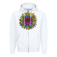 White Peace Hippie Sunflower Zipper Hoodie - Jasminsmagicworld