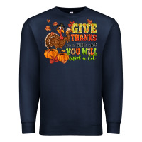 Navy give thanks for a little and you will find a lot Premium Sweatshirt - MaliasSmallBusiness