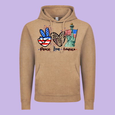 Peace Love America 4th Of July Vintage Hoodie Designed By Cowgirlartshop