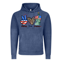 Vintage Denim Peace love america 4th of july Vintage Hoodie - CowGirlArtShop