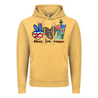 Vintage Mustard Peace love america 4th of july Vintage Hoodie - CowGirlArtShop
