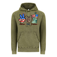 Vintage Olive Peace love america 4th of july Vintage Hoodie - CowGirlArtShop