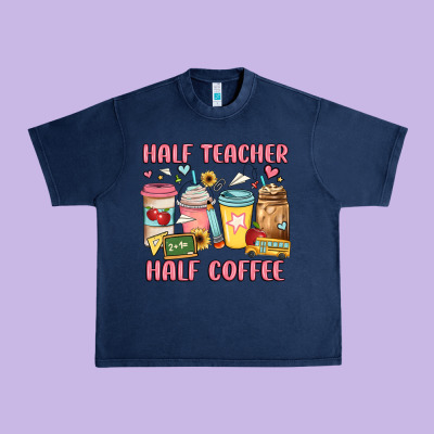 Half Teacher Half Coffee Urban Heavy Tee Designed By Jahusdesignshop