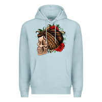 Blue Mist leopard bandana and roses skull Premium Hoodie - Jasminsmagicworld