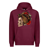 Burgundy leopard bandana and roses skull Premium Hoodie - Jasminsmagicworld