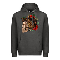 Charcoal Heather leopard bandana and roses skull Premium Hoodie - Jasminsmagicworld