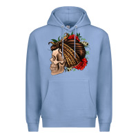 Colony Blue leopard bandana and roses skull Premium Hoodie - Jasminsmagicworld