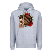 Heather Grey leopard bandana and roses skull Premium Hoodie - Jasminsmagicworld