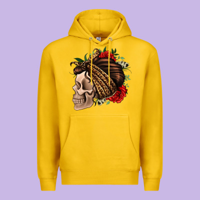 Leopard Bandana And Roses Skull Premium Hoodie Designed By Jasminsmagicworld