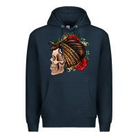 Navy leopard bandana and roses skull Premium Hoodie - Jasminsmagicworld