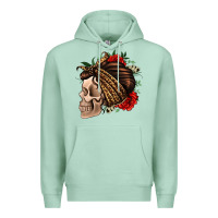 Seafoam leopard bandana and roses skull Premium Hoodie - Jasminsmagicworld