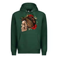 Sports Green leopard bandana and roses skull Premium Hoodie - Jasminsmagicworld