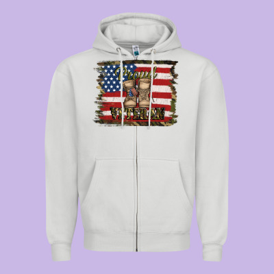 Proud Veteran Zipper Hoodie Designed By Jasminsmagicworld