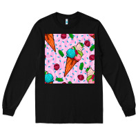 Black ice cream seamless pattern Long Sleeve Tee - BundleAndBundleShop