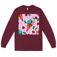 Burgundy ice cream seamless pattern Long Sleeve Tee - BundleAndBundleShop