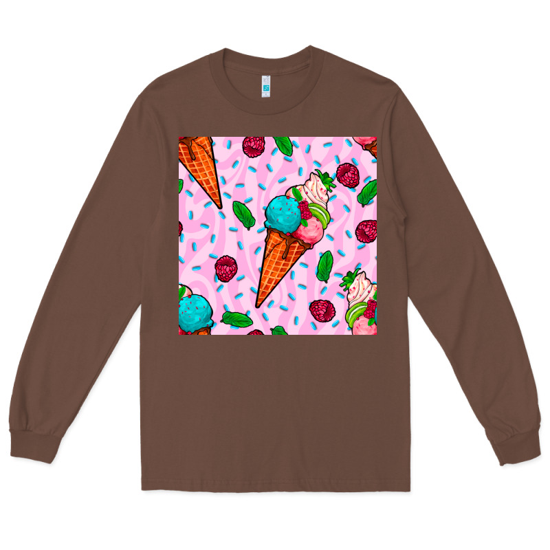 Ice Cream Seamless Pattern Long Sleeve Tee by BundleAndBundleShop | Teevron