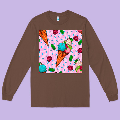 Ice Cream Seamless Pattern Long Sleeve Tee Designed By Bundleandbundleshop