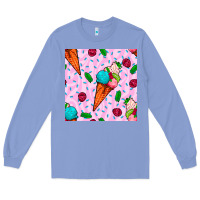 Colony Blue ice cream seamless pattern Long Sleeve Tee - BundleAndBundleShop