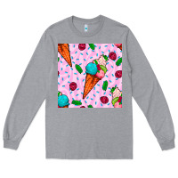 Heather Grey ice cream seamless pattern Long Sleeve Tee - BundleAndBundleShop