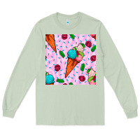 Matcha ice cream seamless pattern Long Sleeve Tee - BundleAndBundleShop