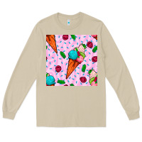 Mushroom ice cream seamless pattern Long Sleeve Tee - BundleAndBundleShop