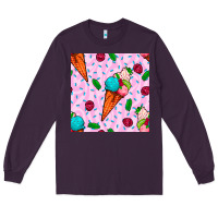 Plum ice cream seamless pattern Long Sleeve Tee - BundleAndBundleShop